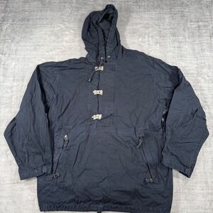 Nautica Jacket Mens Large Blue Vintage 90s Anorak Lobster Clasp Fireman Hooded